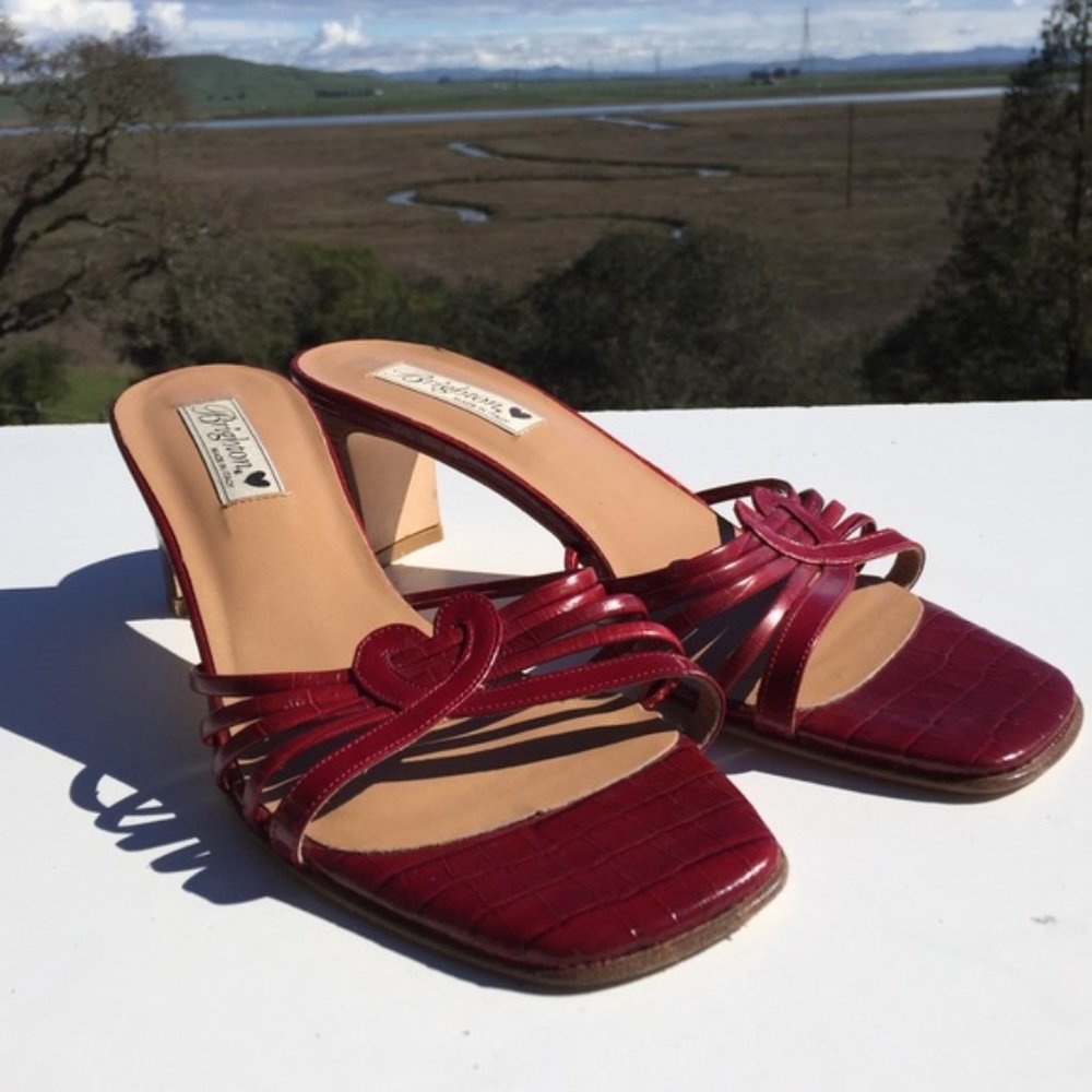 Brighton Red Heart Trixie Leather Sandals Heels 10